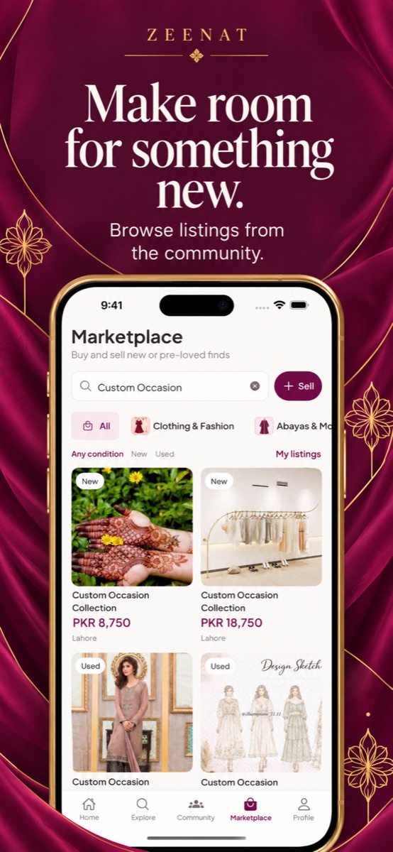 Marketing preview of community marketplace listings
